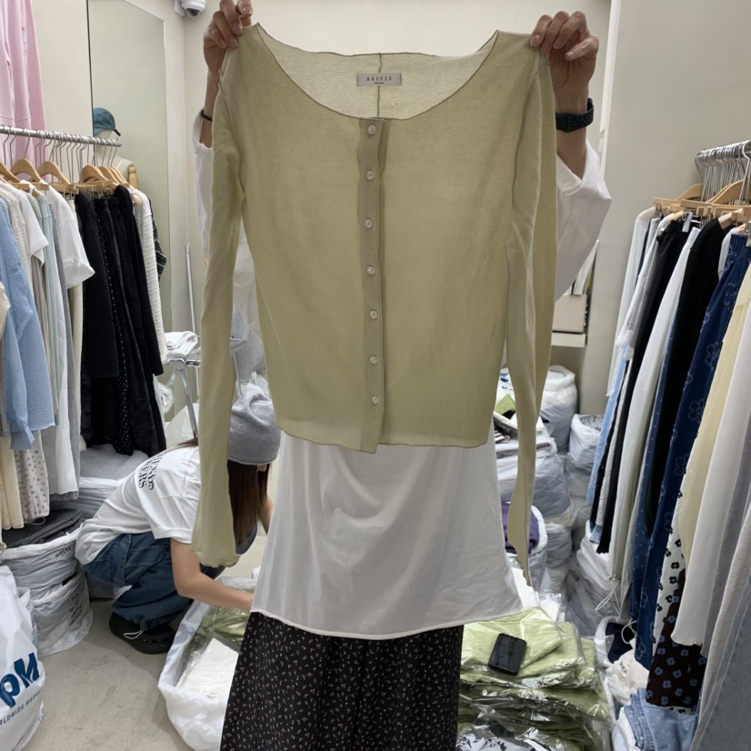 BREEZE韓國東大門代購女裝新款推薦時尚人氣長袖T恤撞色開衫BREEZE長袖T恤圖色4