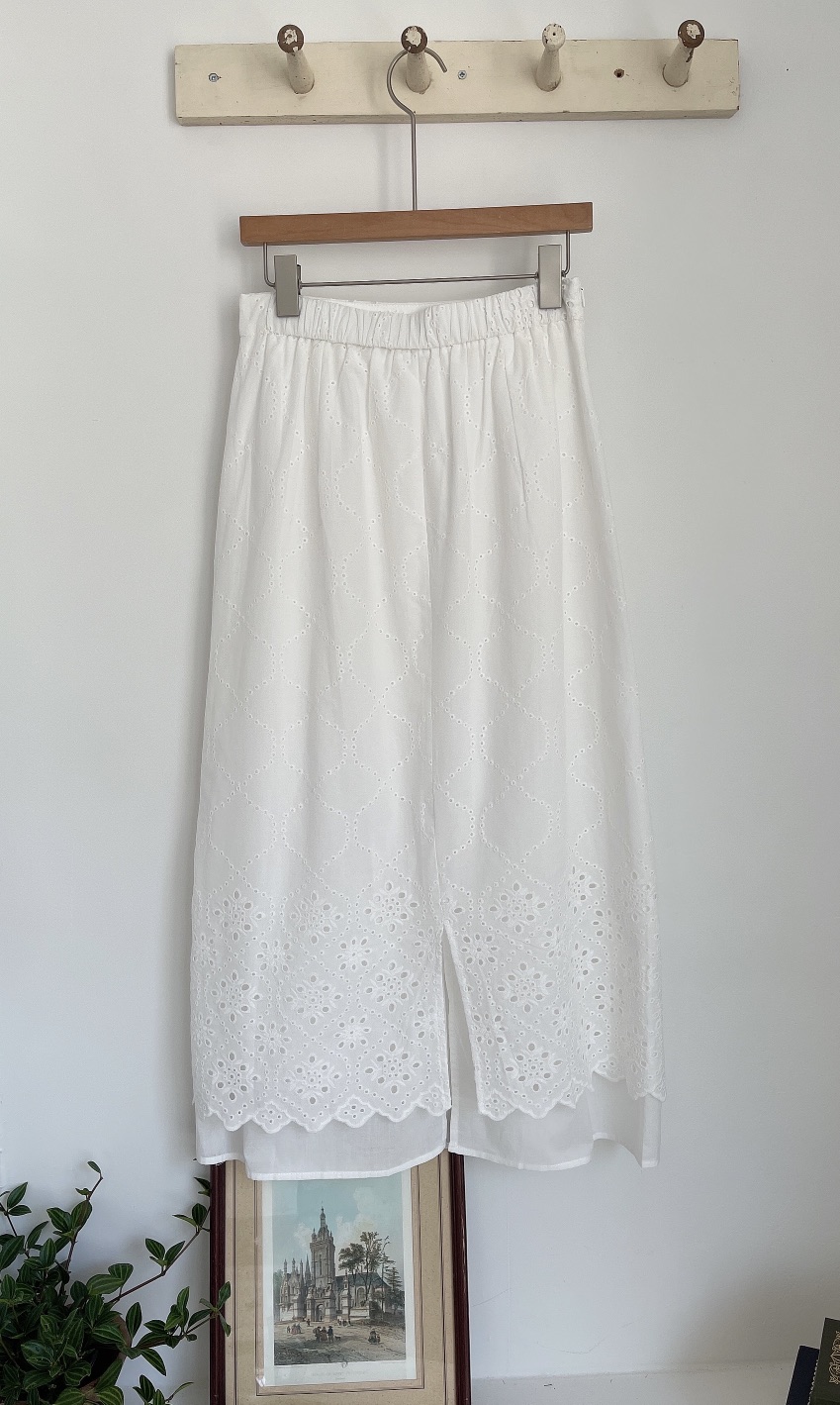 MINIQUEENS韓國東大門直郵女士新品熱賣半身裙中短裙蕾絲雙層長款MINIQUEENS半身裙/中短裙