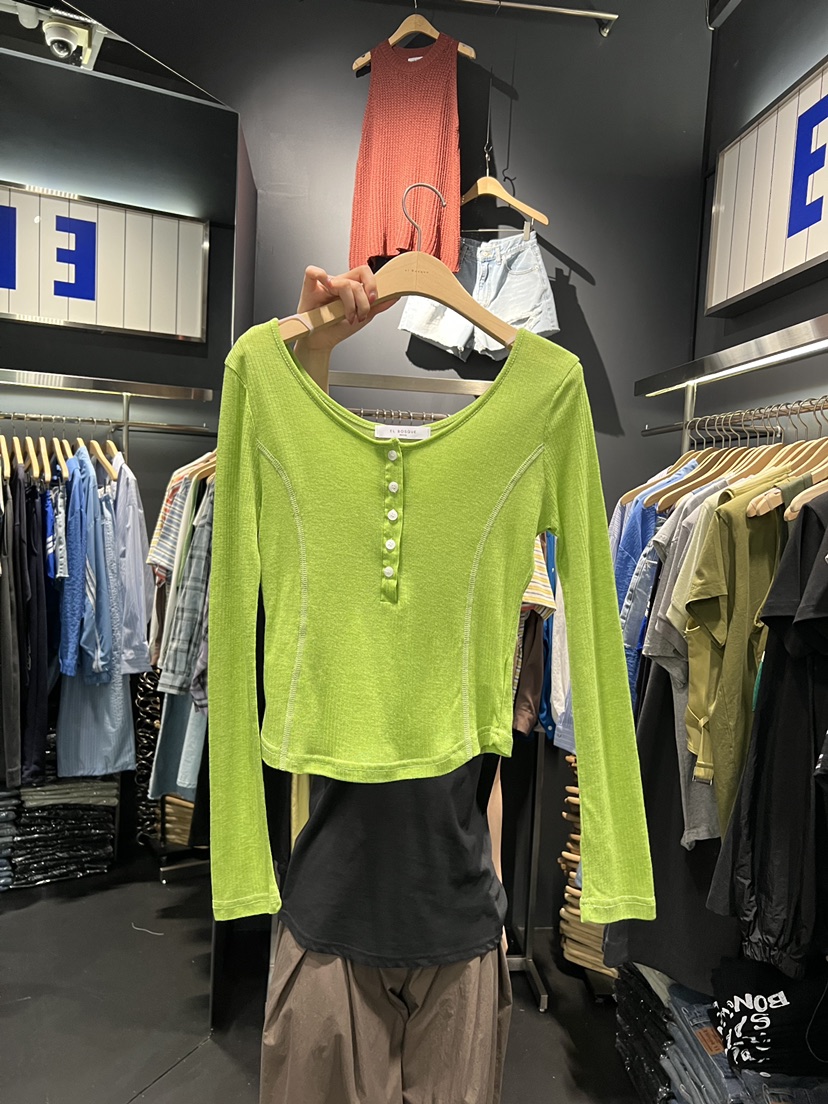 EL BOSQUE東大門實拍韓國女裝新品推薦休閑長袖T恤天絲羅紋EL BOSQUE長袖T恤圖色2