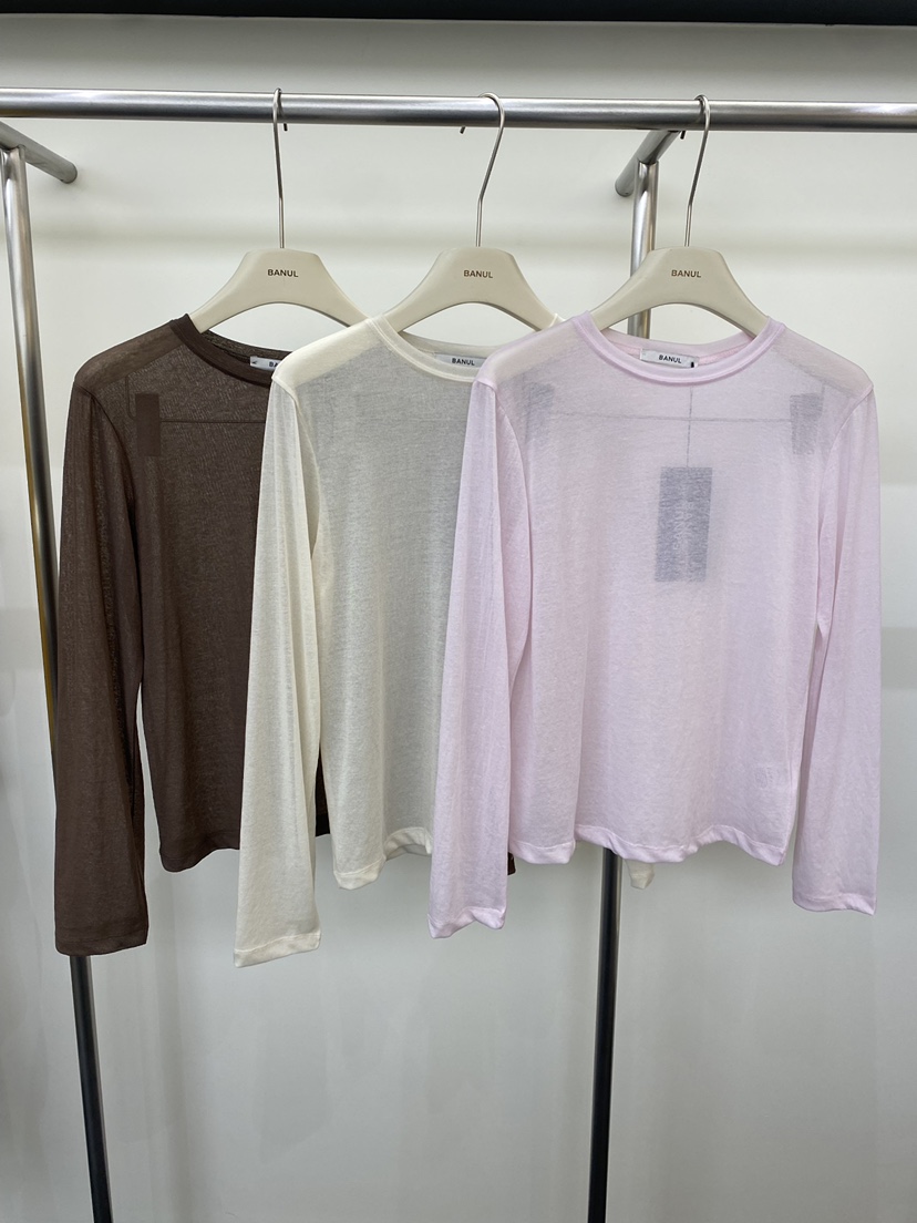 BANUL韓國東大門直郵女士新品時尚熱賣人氣長袖T恤柔軟透視BANUL長袖T恤