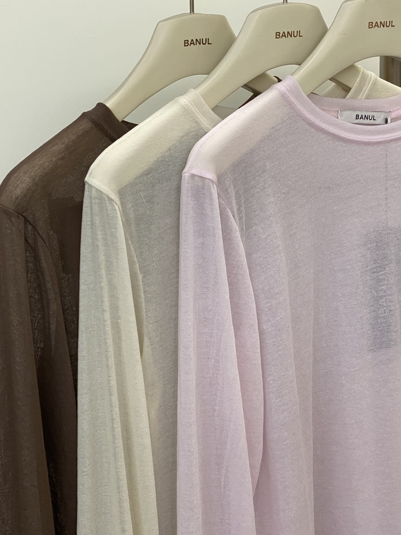 BANUL韓國東大門直郵女士新品時尚熱賣人氣長袖T恤柔軟透視BANUL長袖T恤