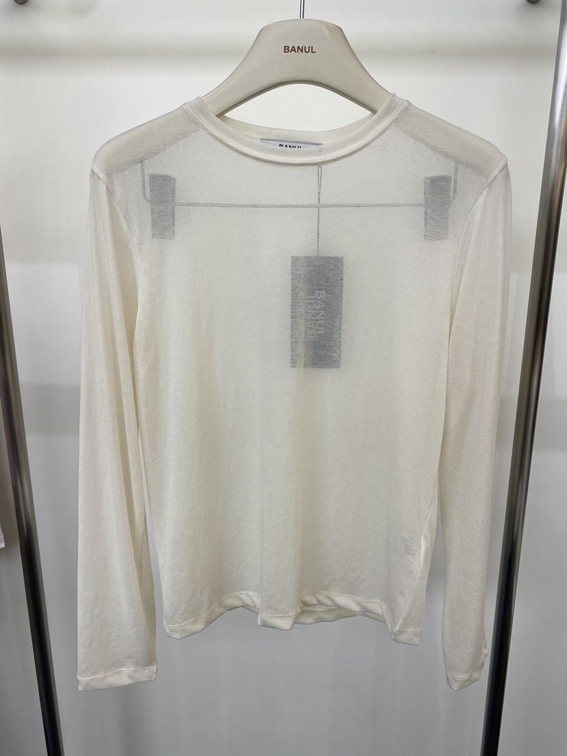 BANUL韓國東大門直郵女士新品時尚熱賣人氣長袖T恤柔軟透視BANUL長袖T恤圖色2