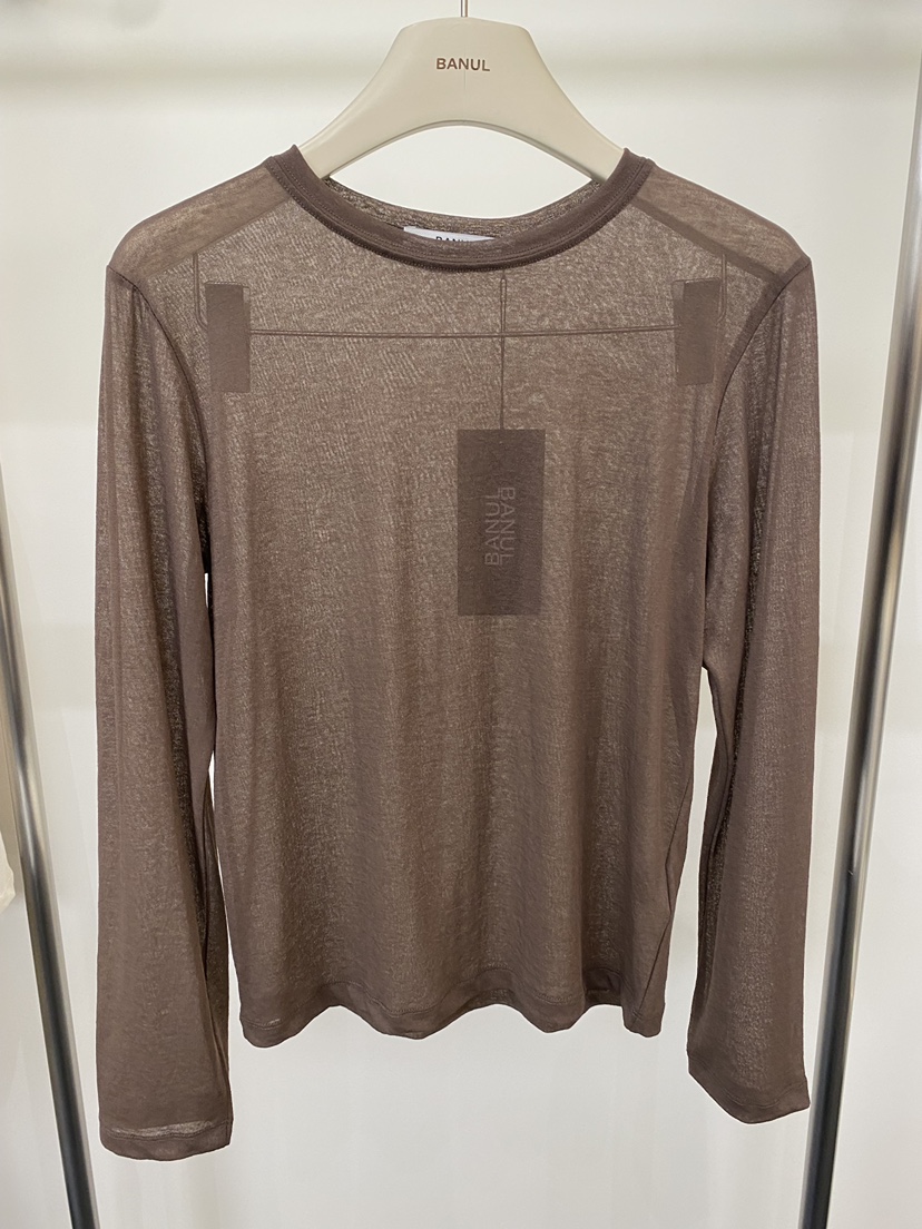 BANUL韓國東大門直郵女士新品時尚熱賣人氣長袖T恤柔軟透視BANUL長袖T恤圖色3
