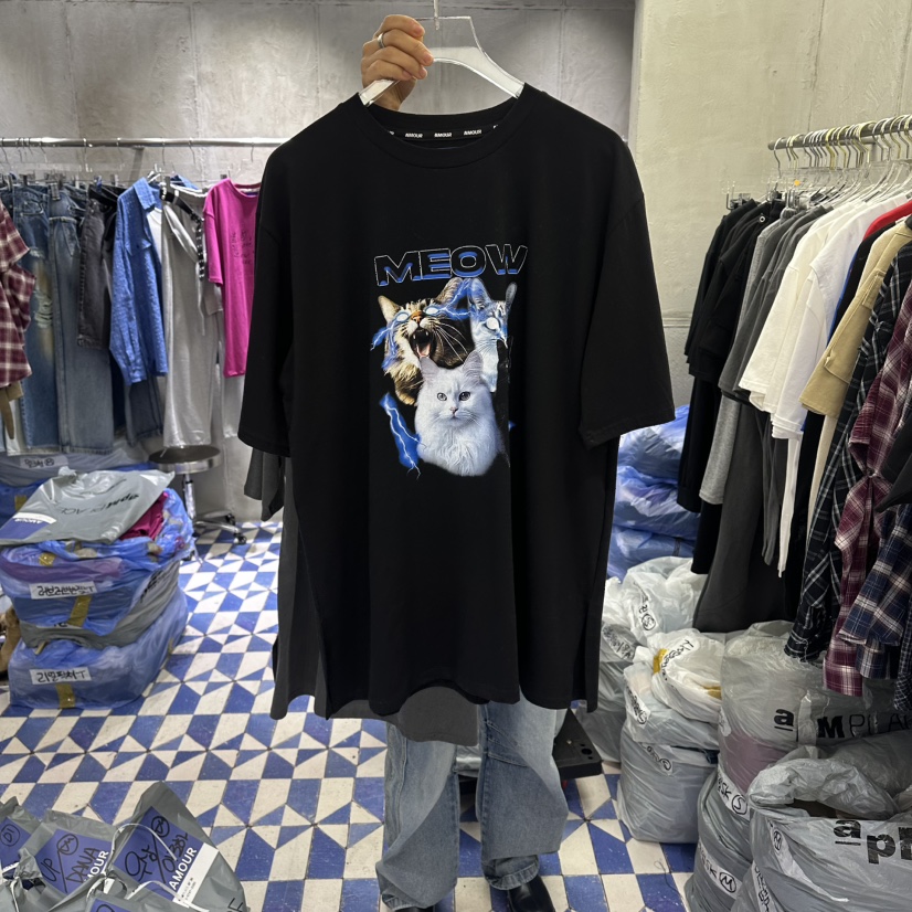 AMOUR韓國直郵女裝新款熱賣休閑職業26春夏26夏季推薦T恤AMOURT恤圖色3黑色