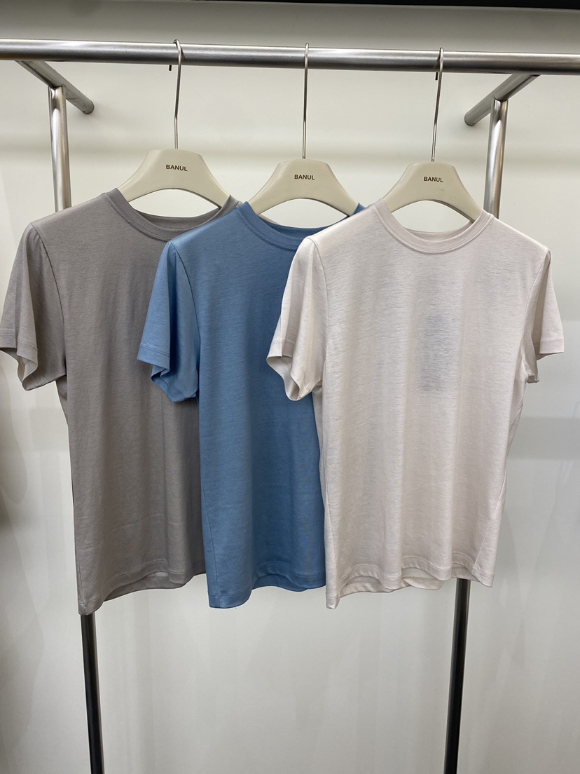 BANUL韓國直郵實拍女裝新款職業26夏季休閑時尚26春夏T恤絲綢BANULT恤