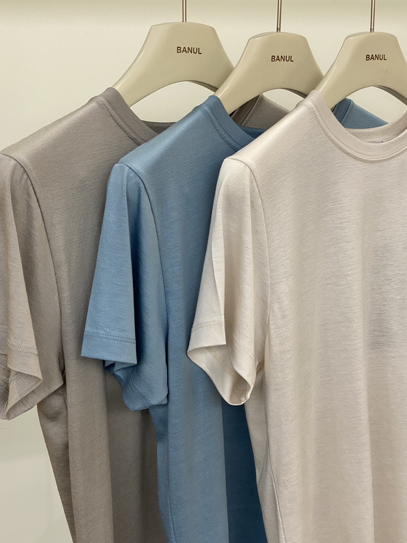 BANUL韓國直郵實拍女裝新款職業26夏季休閑時尚26春夏T恤絲綢BANULT恤