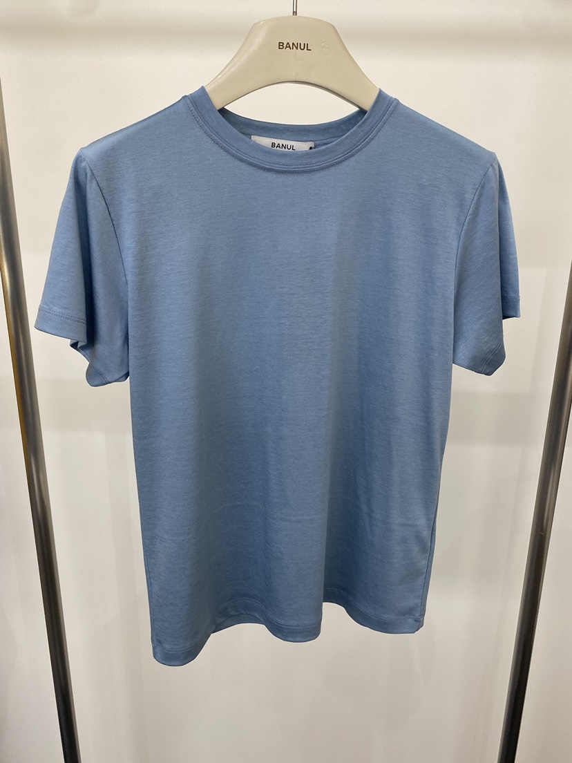BANUL韓國直郵實拍女裝新款職業26夏季休閑時尚26春夏T恤絲綢BANULT恤圖色2