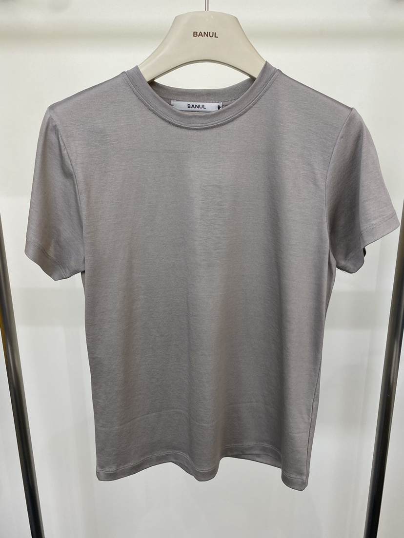 BANUL韓國直郵實拍女裝新款職業26夏季休閑時尚26春夏T恤絲綢BANULT恤圖色3