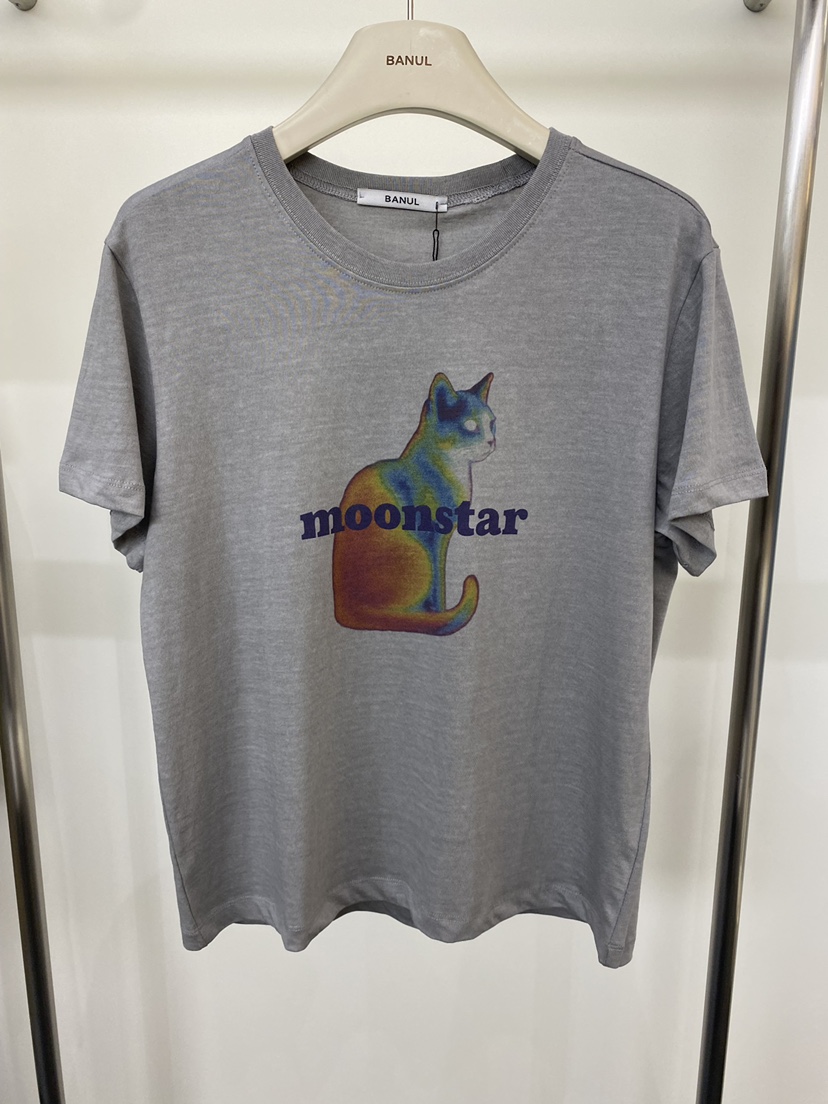 BANUL韓國直郵女裝新款26夏季推薦26春夏職業時尚T恤印花BANULT恤圖色2