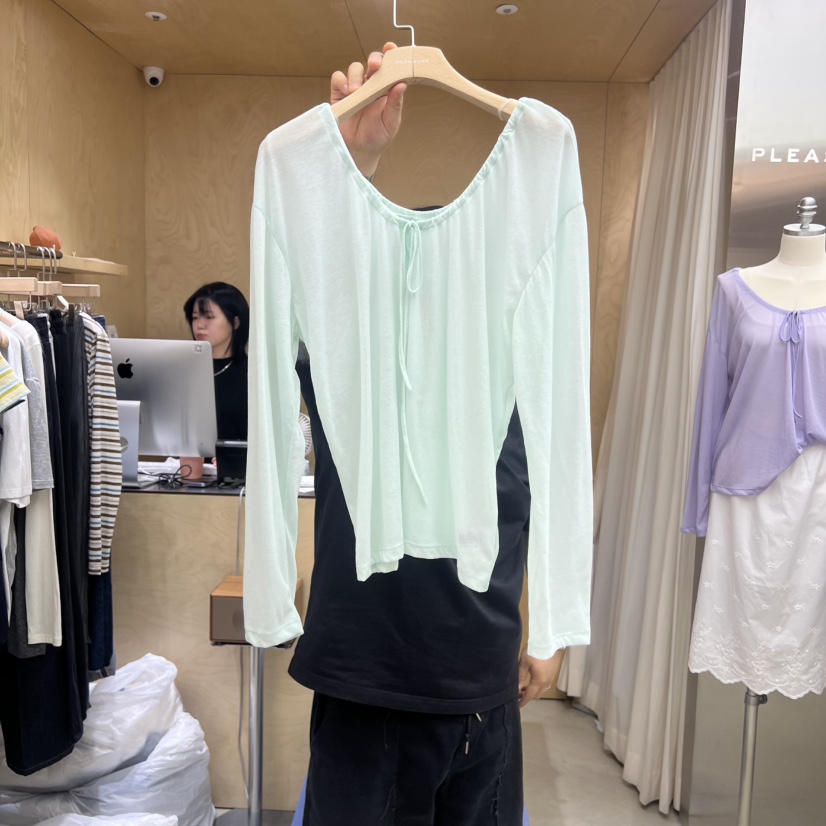 PLEASURE韓國代購女士新品休閑26春夏推薦26夏季人氣長袖T恤PLEASURE長袖T恤圖色2