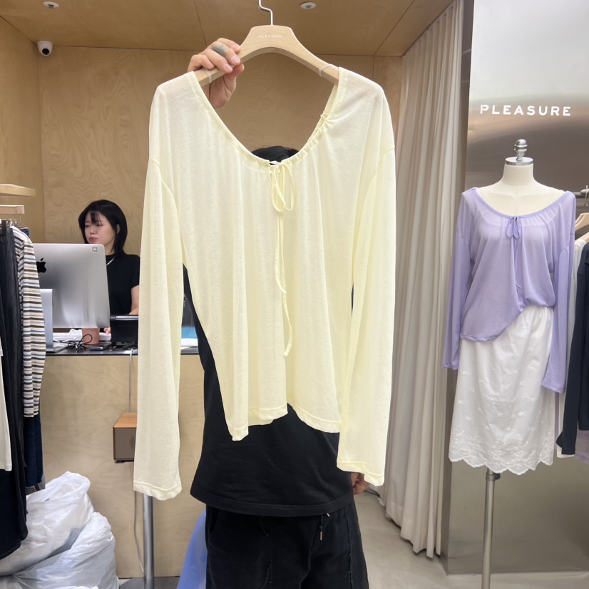 PLEASURE韓國代購女士新品休閑26春夏推薦26夏季人氣長袖T恤PLEASURE長袖T恤圖色3