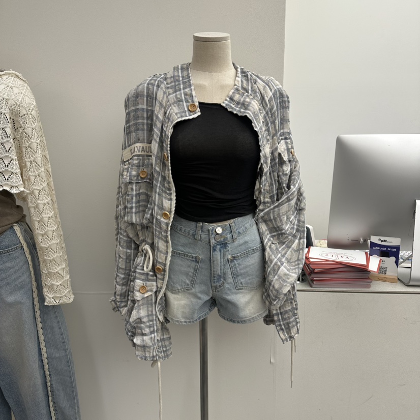 VAULT韓國直郵女裝新品職業26夏季休閑熱賣推薦人氣夾克格子VAULT夾克圖色2