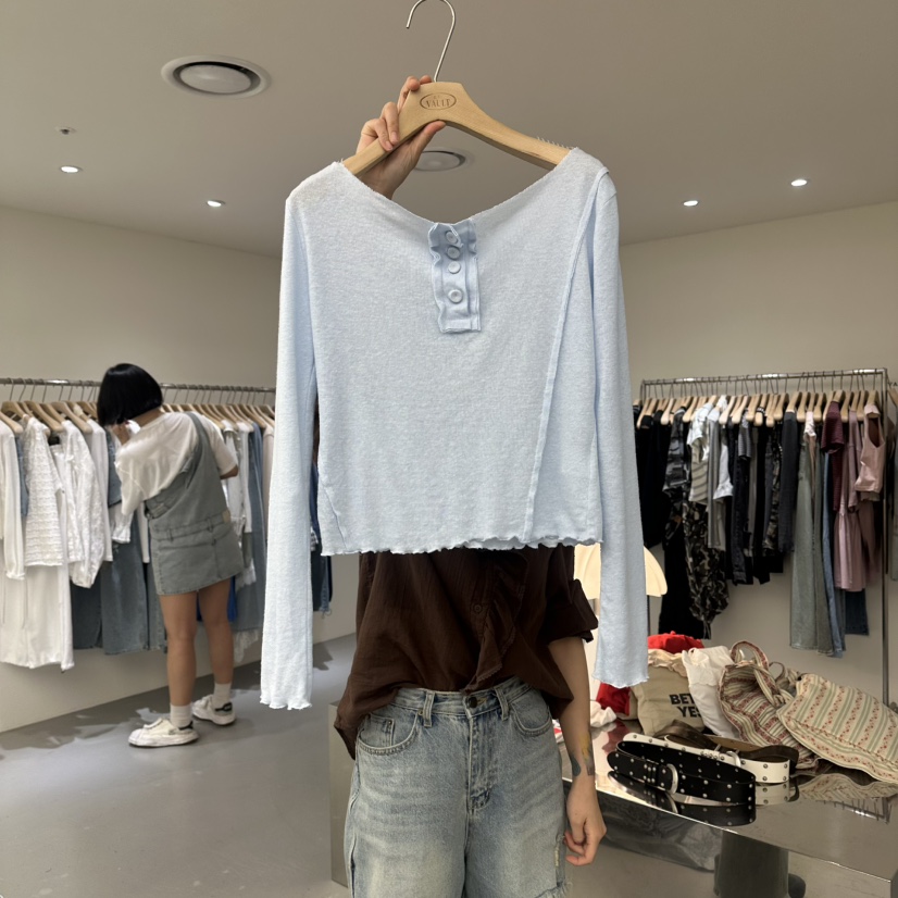 VAULT韓國東大門直郵女裝新款推薦職業26夏季26春夏長袖T恤VAULT長袖T恤圖色1