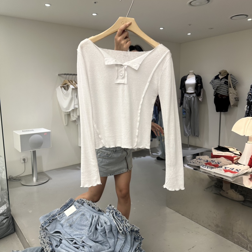 VAULT韓國東大門直郵女裝新款推薦職業26夏季26春夏長袖T恤VAULT長袖T恤圖色3