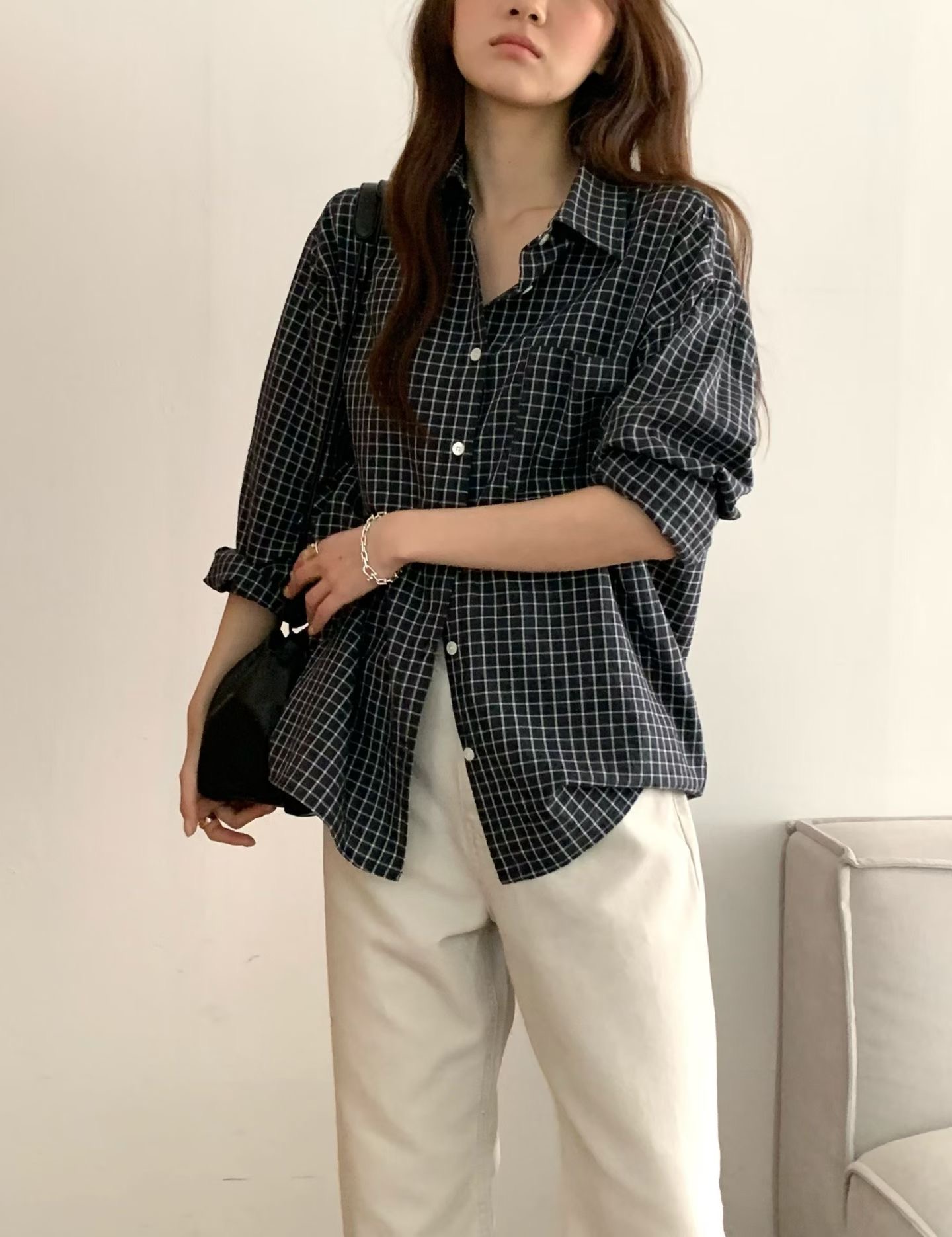 DE ONDO韓國代購女士新品推薦人氣熱賣職業襯衫蕾絲衫格子DE ONDO襯衫/蕾絲衫