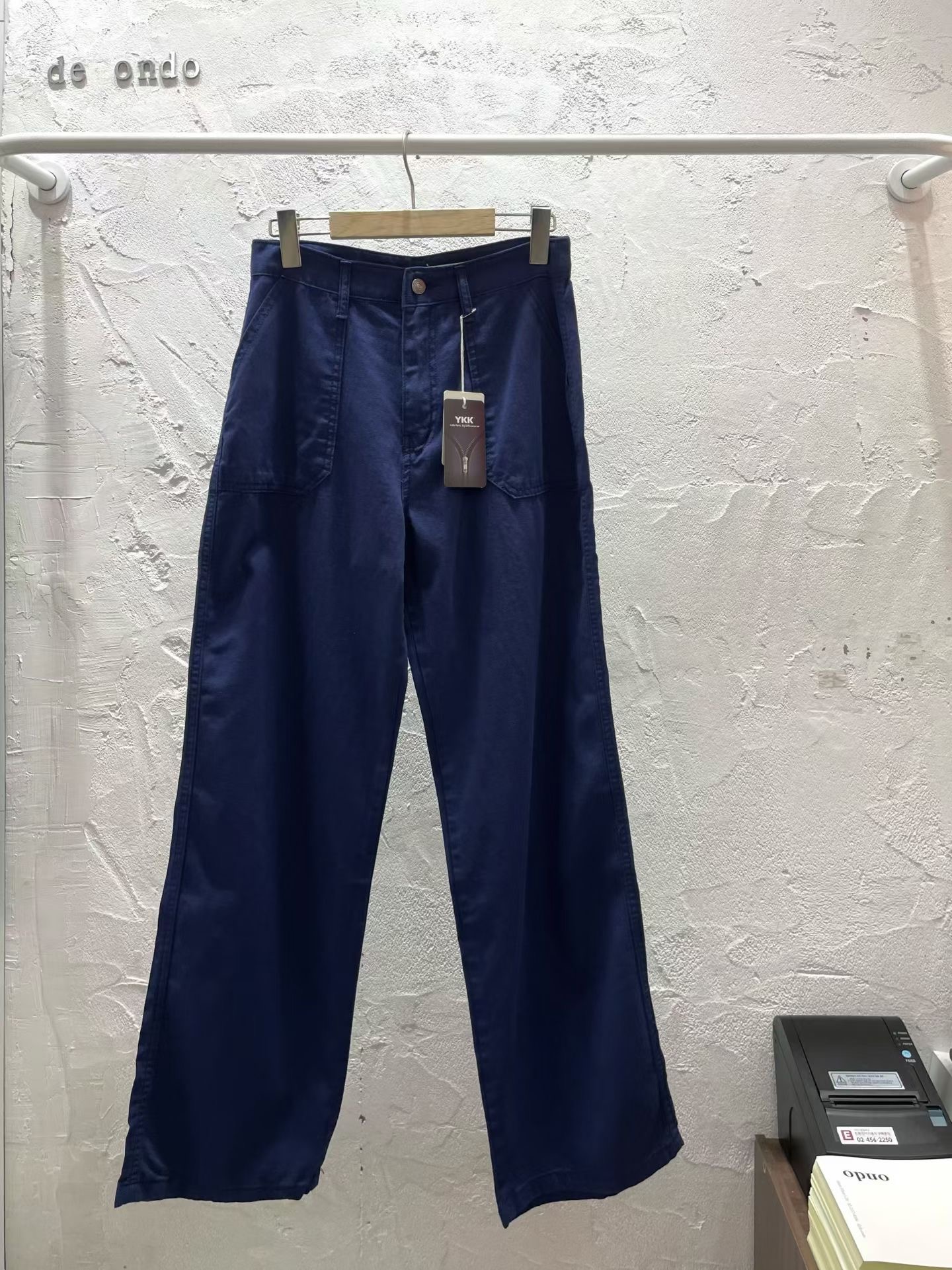 DE ONDO韓國東大門代購女裝新品時尚休閑牛仔褲口袋海軍DE ONDO牛仔褲圖色1