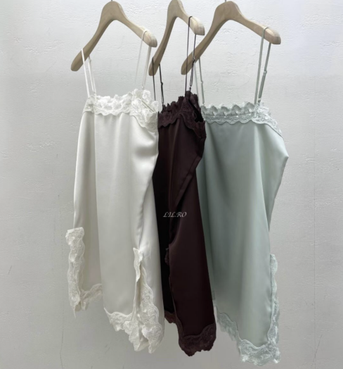 DE ONDO韓國直郵女裝新品時尚休閑職業真品吊帶背心蕾絲緞DE ONDO吊帶/背心圖色3左三色