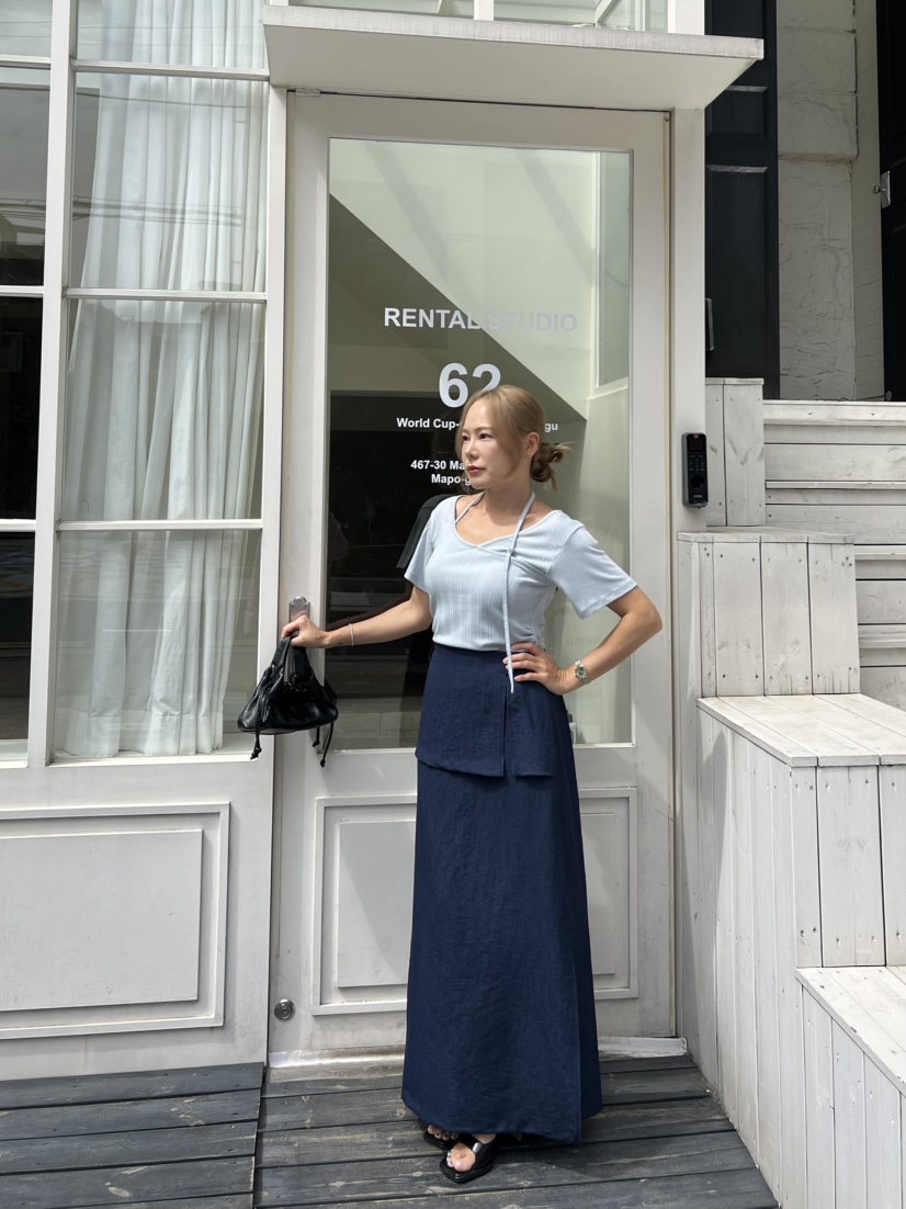 BOLD韓國代購女士新品真品休閑職業熱賣人氣推薦長裙含腰帶BOLD長裙