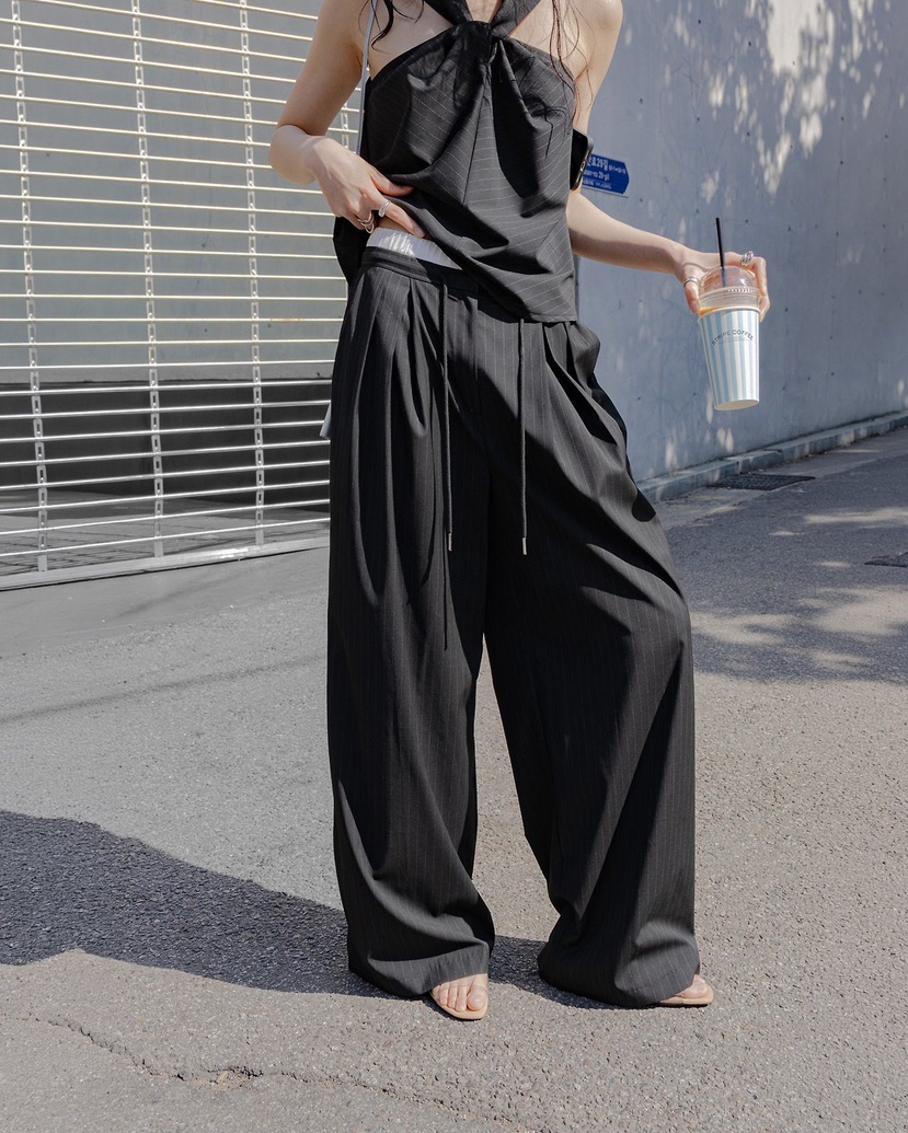 INSSENSE-A韓國直郵女士新品時尚休閑熱賣推薦休閑褲撞色INSSENSE-A休閑褲