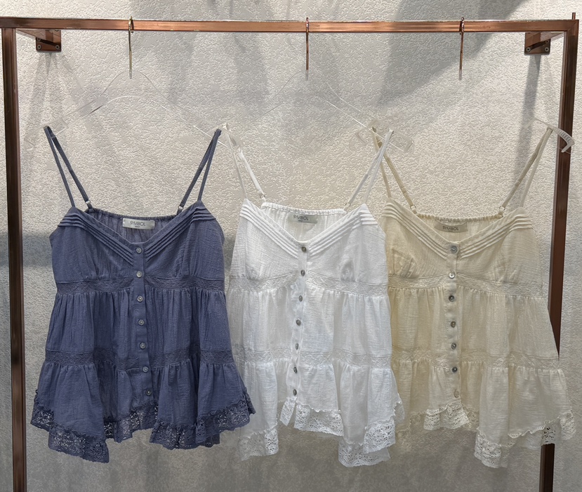 SYMBOL韓國代購女士新款休閑時尚人氣26春夏吊帶背心刺繡紗布SYMBOL吊帶/背心