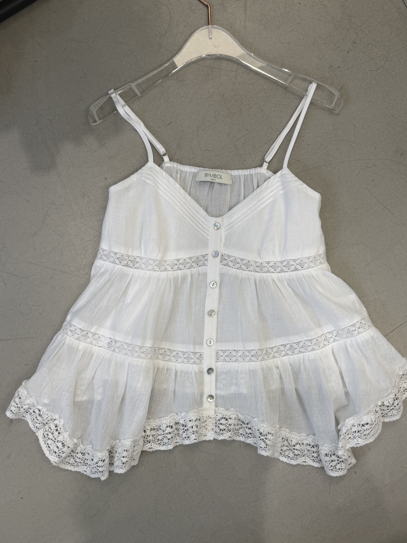 SYMBOL韓國代購女士新款休閑時尚人氣26春夏吊帶背心刺繡紗布SYMBOL吊帶/背心圖色2