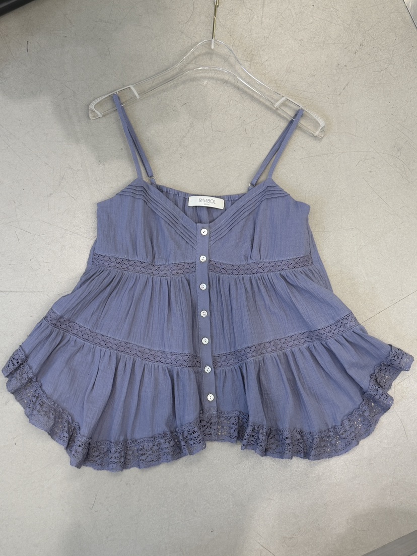 SYMBOL韓國代購女士新款休閑時尚人氣26春夏吊帶背心刺繡紗布SYMBOL吊帶/背心圖色3