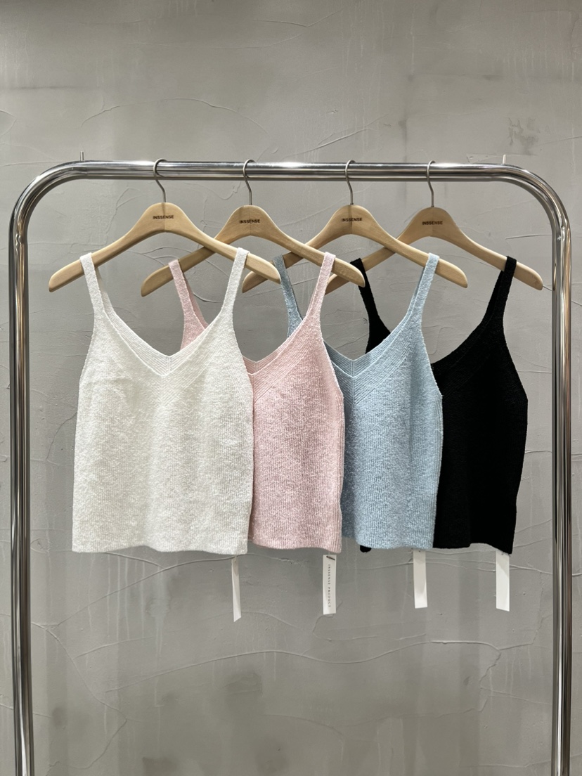 INSSENSE-A韓國代購女裝新款熱賣職業時尚吊帶背心V領亞麻INSSENSE-A吊帶/背心
