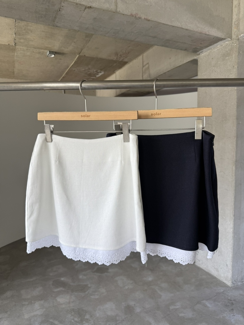 SOLAR韓國直郵女裝新品休閑熱賣職業時尚26夏季26春夏短裙亞麻SOLAR短裙