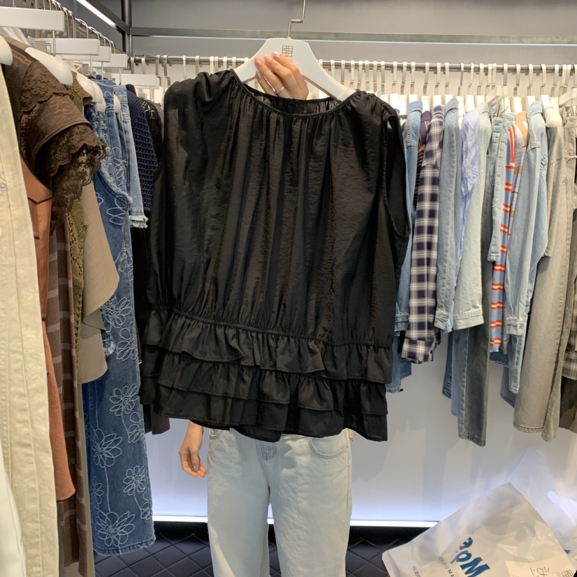 OUS/INCH-L韓國直郵女士新款職業休閑吊帶背心天絲褶皺OUS/INCH吊帶/背心圖色2