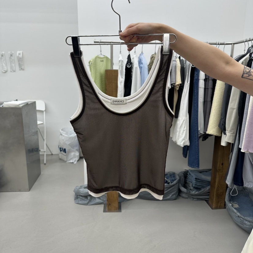 ENHANCE韓國代購女士新款職業熱賣26春夏休閑吊帶背心雙層ENHANCE/HOPESMORE吊帶/背心圖色2