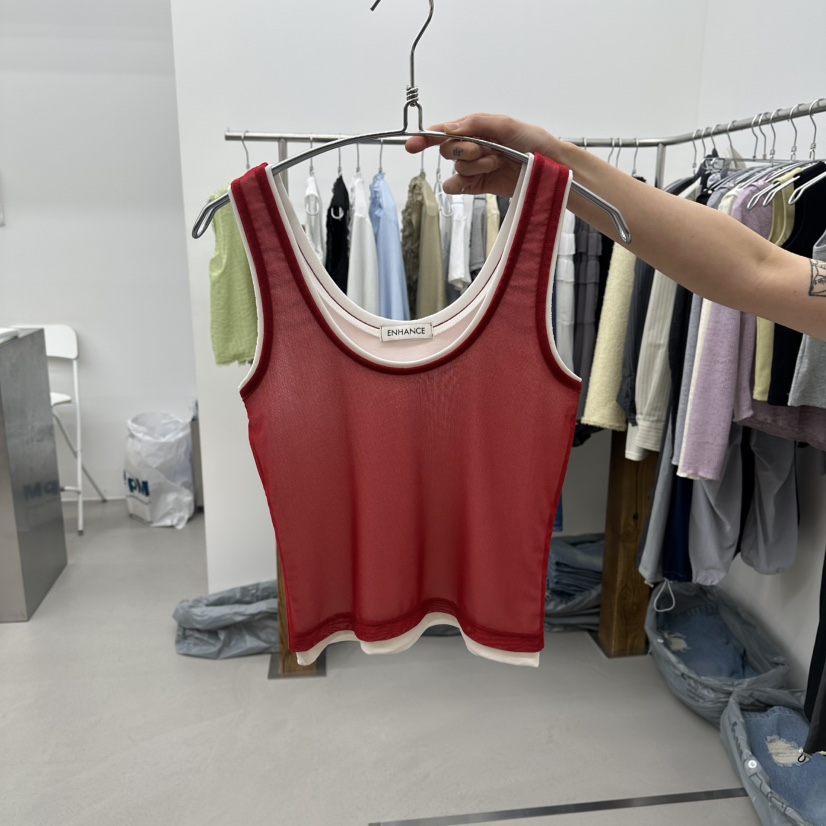 ENHANCE韓國代購女士新款職業熱賣26春夏休閑吊帶背心雙層ENHANCE/HOPESMORE吊帶/背心圖色3