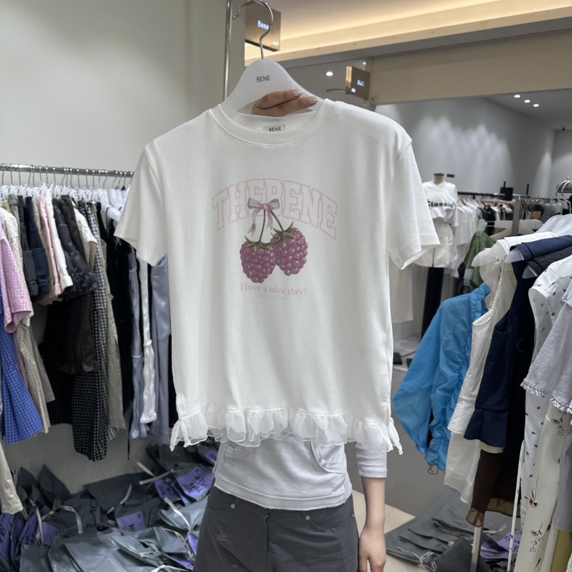 BENE韓國東大門代購女士新品26夏季休閑時尚職業熱賣人氣T恤BENET恤圖色1