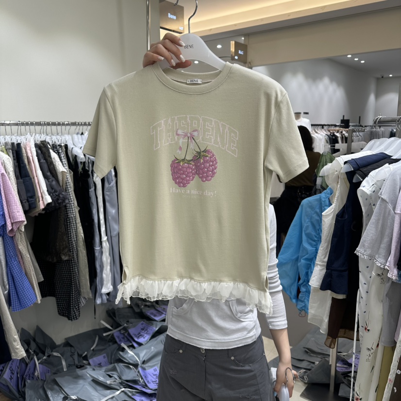 BENE韓國東大門代購女士新品26夏季休閑時尚職業熱賣人氣T恤BENET恤圖色2