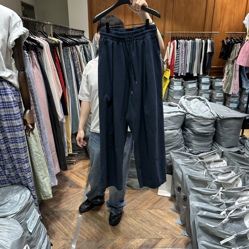 GARMENT-P韓國東大門直郵女士新品時尚職業休閑休閑褲棉布GARMENT休閑褲圖色6深藍色