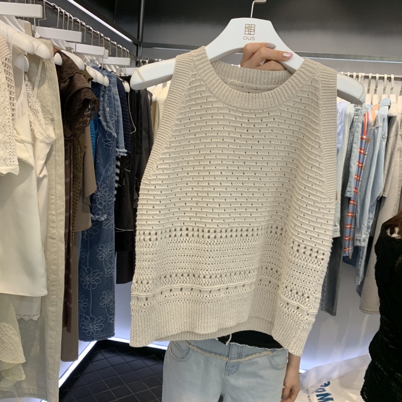 OUS/INCH-L韓國直郵女裝新款時尚人氣吊帶背心鉤針編織OUS/INCH吊帶/背心圖色1