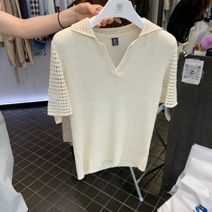 OUS/INCH-L韓國東大門直郵女士新款休閑針織衫華夫格亞麻OUS/INCH針織衫圖色1