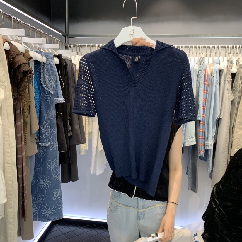 OUS/INCH-L韓國東大門直郵女士新款休閑針織衫華夫格亞麻OUS/INCH針織衫圖色3