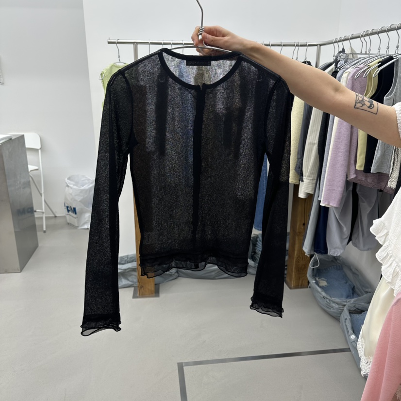 ENHANCE韓國東大門代購女裝新品人氣26夏季職業針織衫透明ENHANCE/HOPESMORE針織衫