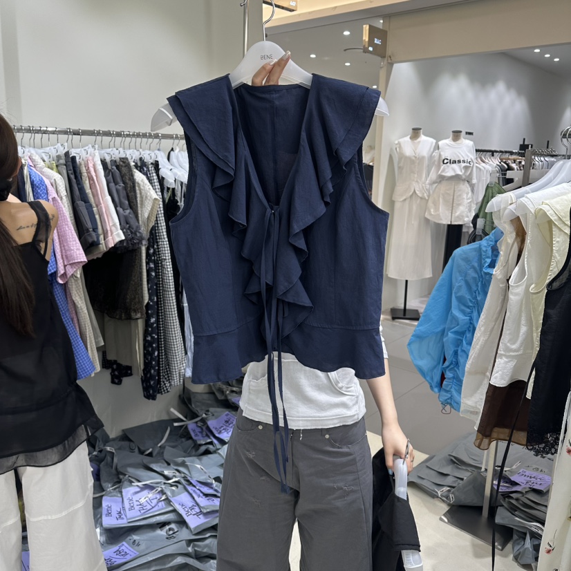 BENE韓國東大門代購女士新品26春夏推薦26夏季襯衫蕾絲衫BENE襯衫/蕾絲衫圖色3深藍色