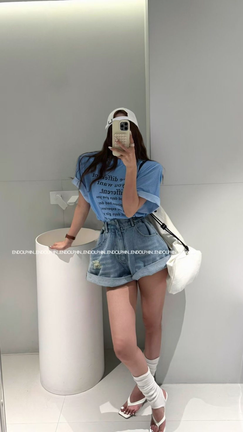 ENDOLPHIN韓國直郵女士新品時尚推薦熱賣職業休閑26夏季T恤ENDOLPHINT恤圖色4