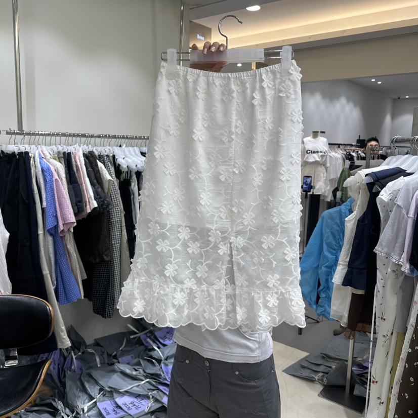 BENE韓國直郵實拍女裝新品26春夏休閑時尚半身裙中短裙刺繡BENE半身裙/中短裙