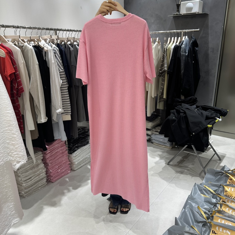 OPEN韓國直郵實拍女士新款人氣26夏季休閑26春夏連衣裙羅紋OPEN連衣裙