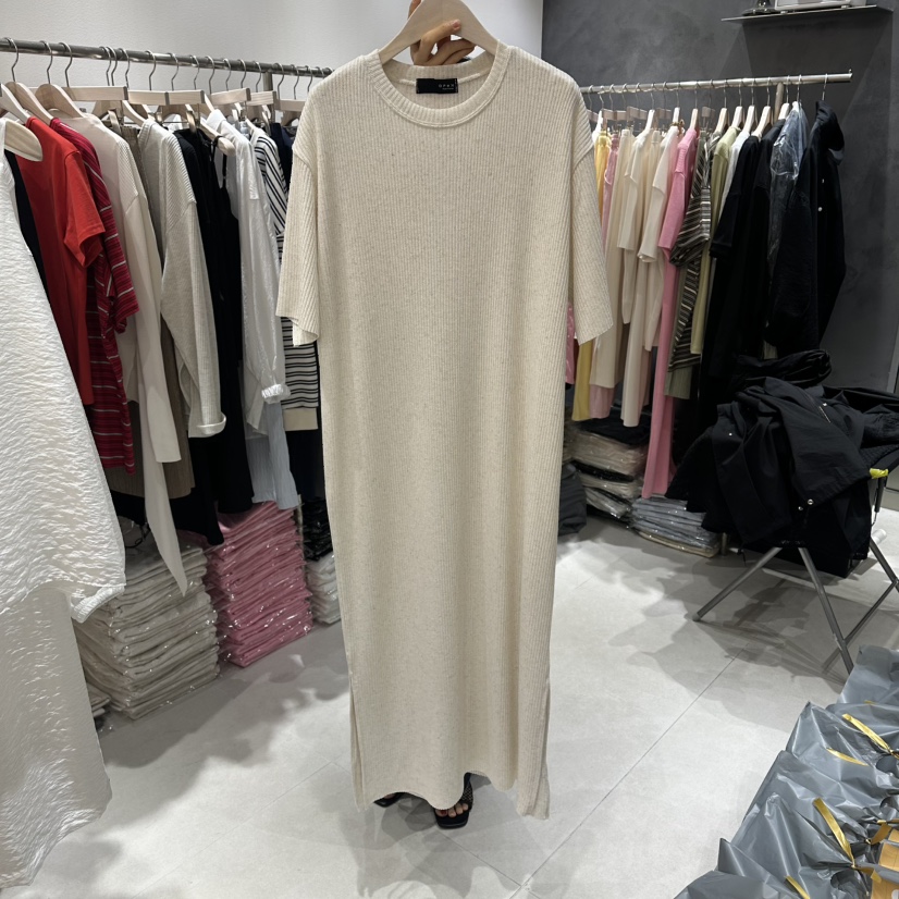 OPEN韓國直郵實拍女士新款人氣26夏季休閑26春夏連衣裙羅紋OPEN連衣裙圖色1