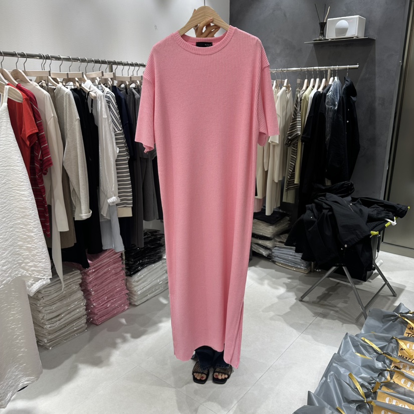 OPEN韓國直郵實拍女士新款人氣26夏季休閑26春夏連衣裙羅紋OPEN連衣裙圖色2