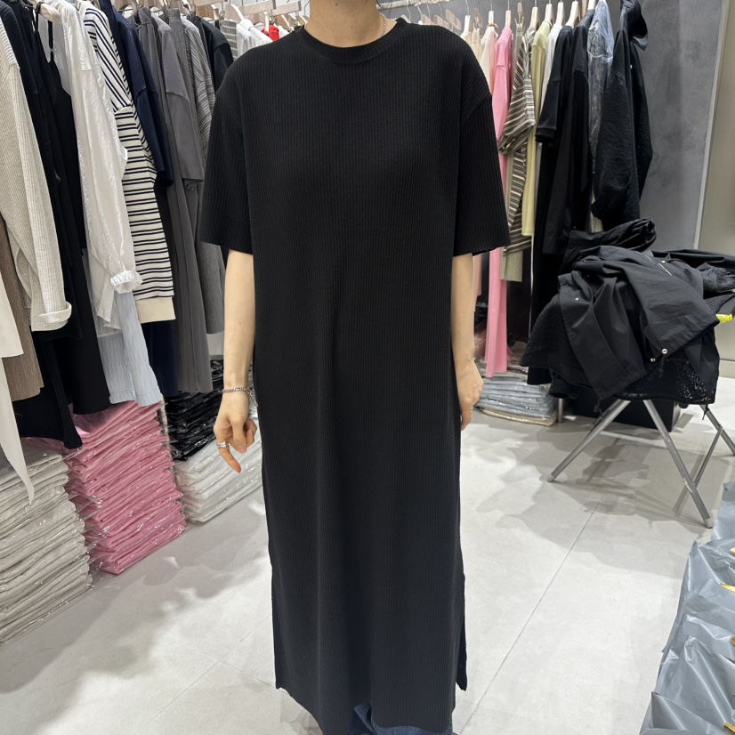 OPEN韓國直郵實拍女士新款人氣26夏季休閑26春夏連衣裙羅紋OPEN連衣裙圖色3