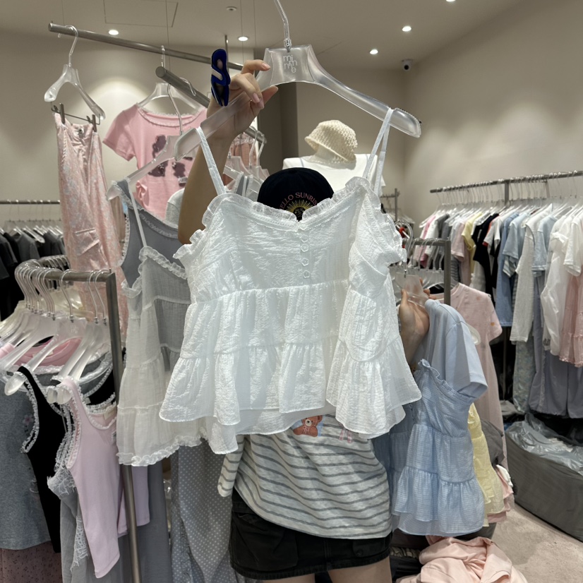 MIMME/LOOKK東大門實拍女士新品時尚吊帶背心不含內搭荷葉邊MIMME/LOOKK吊帶/背心圖色2