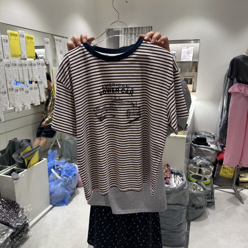 COMBO東大門實拍韓國女裝新款時尚26夏季休閑人氣熱賣T恤COM_BOT恤圖色3