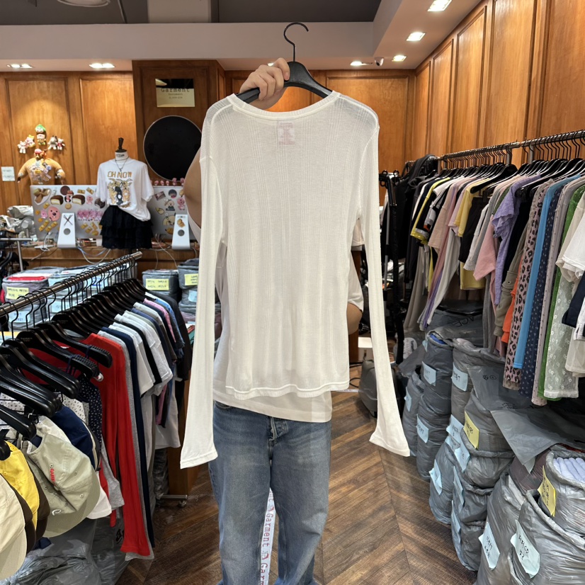 GARMENT-P韓國直郵女裝新品時尚職業休閑人氣26夏季長袖T恤GARMENT長袖T恤