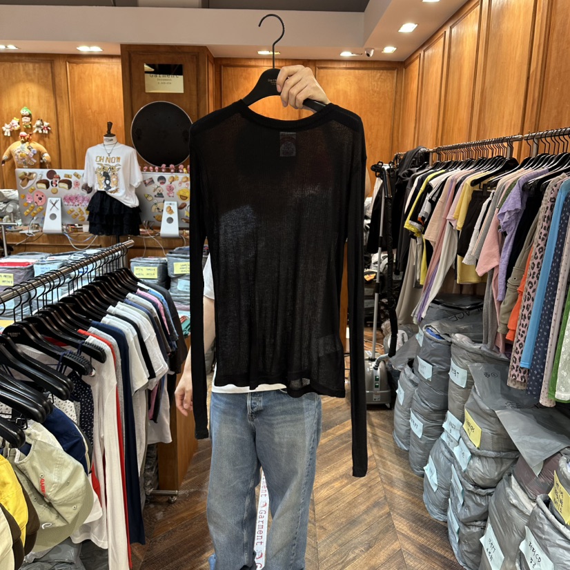 GARMENT-P韓國直郵女裝新品時尚職業休閑人氣26夏季長袖T恤GARMENT長袖T恤圖色5黑色