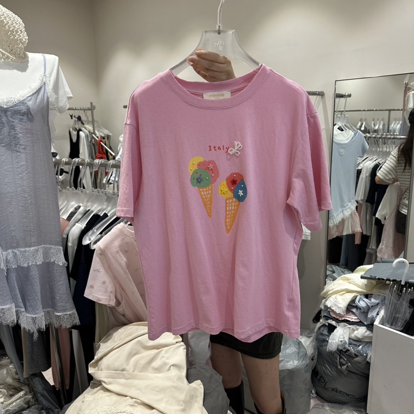 MIMME/LOOKK韓國代購女裝新款26夏季時尚26春夏人氣熱賣T恤MIMME/LOOKKT恤圖色1